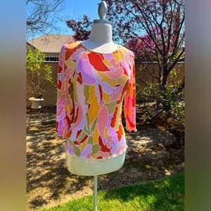 HALOGEN Colorful Abstract Women's Top